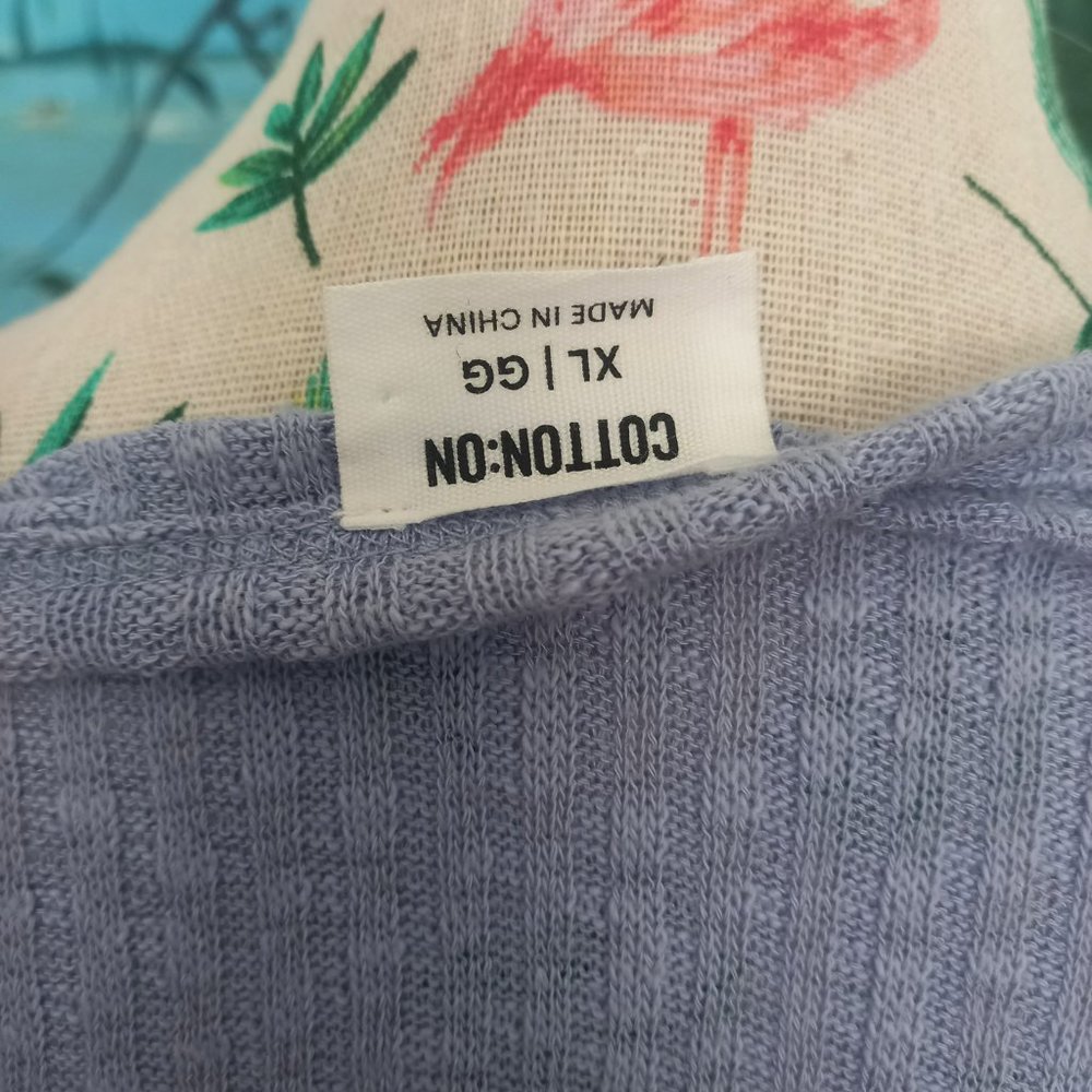 💥2 for$15- Cotton On crop faux wrap top, ribbed, light blue (XL) - Picture 4 of 4